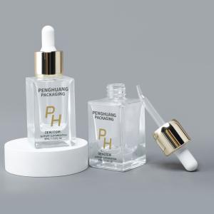 Quality OEM ODM 1oz 30ml 50ml Custom Square Glass Serum Dropper Bottles With Logo wholesale