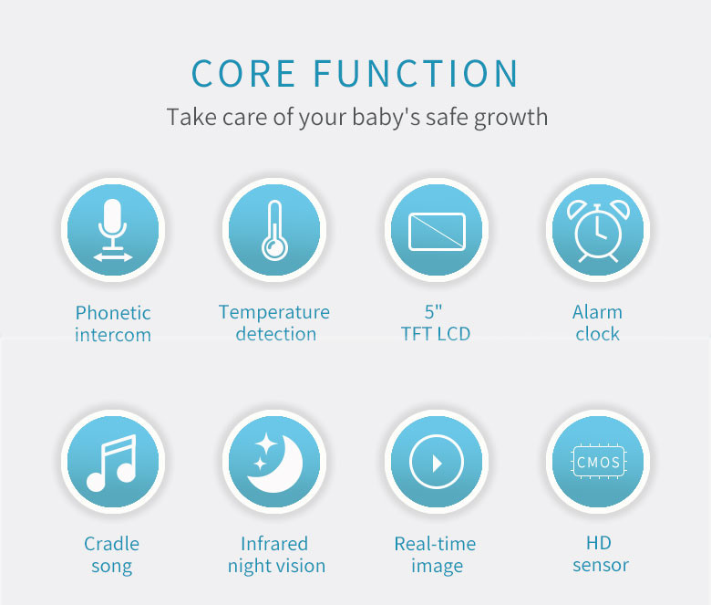 Built In Speaker 5 Inch Wireless Home Video Cameras 2g2p Baby Monitor