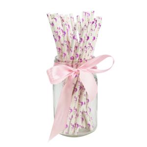 Quality Flamingo Pattern Gold Biodegradable Paper Straws , Disposable Paper Spoon Straws wholesale
