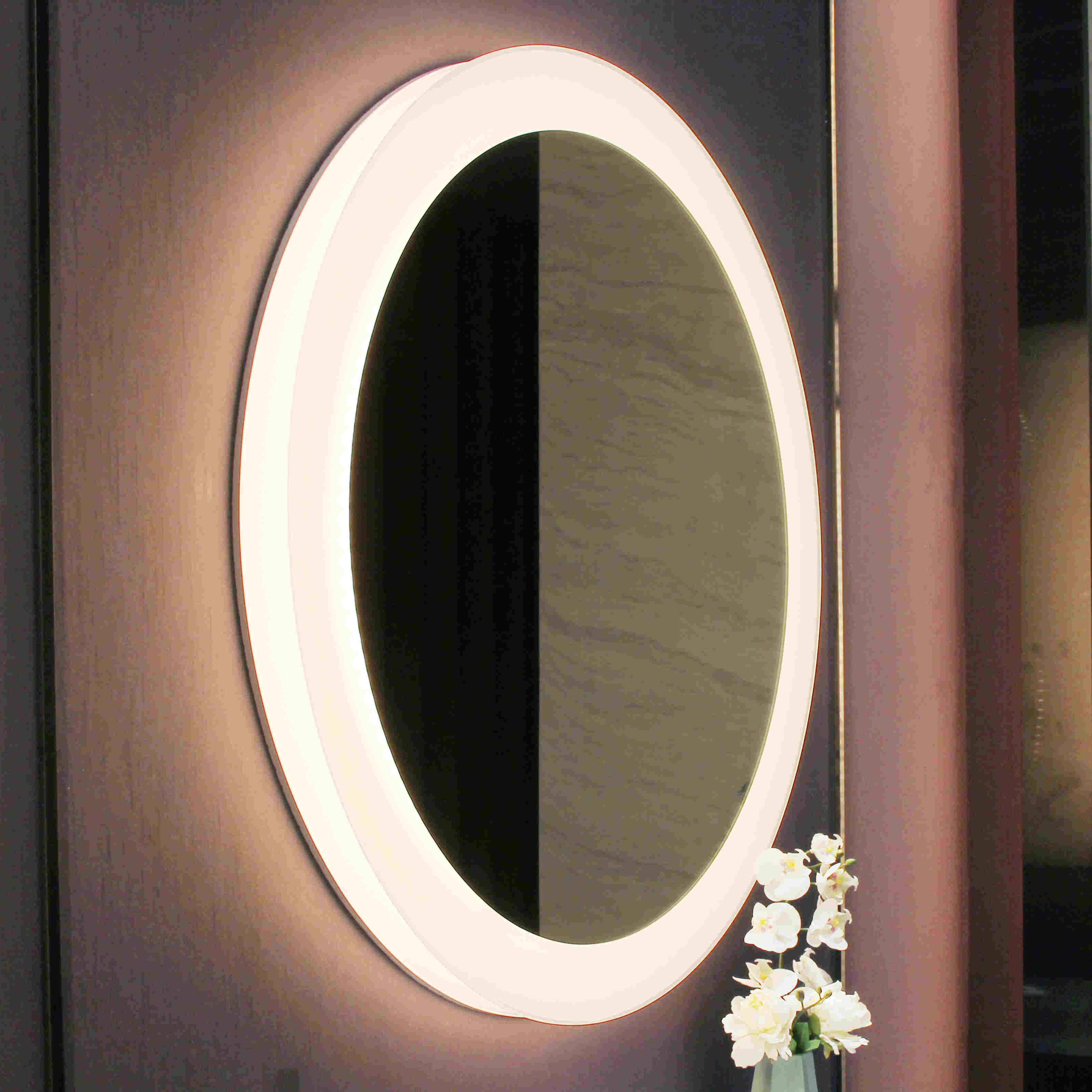 Hotel Bathroom Accessories LED Smart Round Mirror with Touch Switch and 120pcs LED