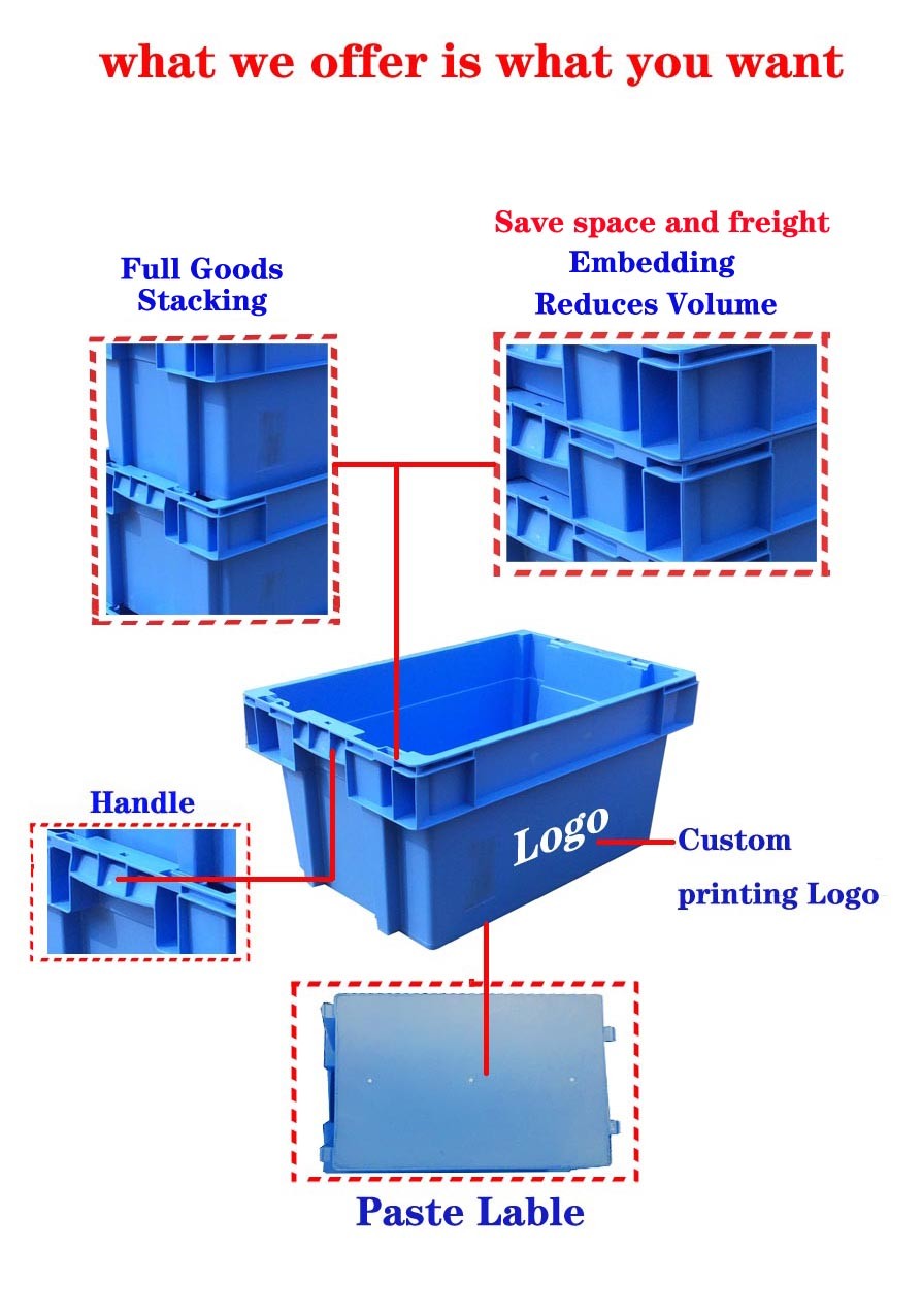 Stack And Nest Totes Heavy Duty Nesting Plastic Crates Logistics Container Turnover Box
