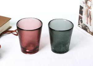 Quality Hand Pressed 95mm Colored Glass Candle Holder With Customized Logo wholesale