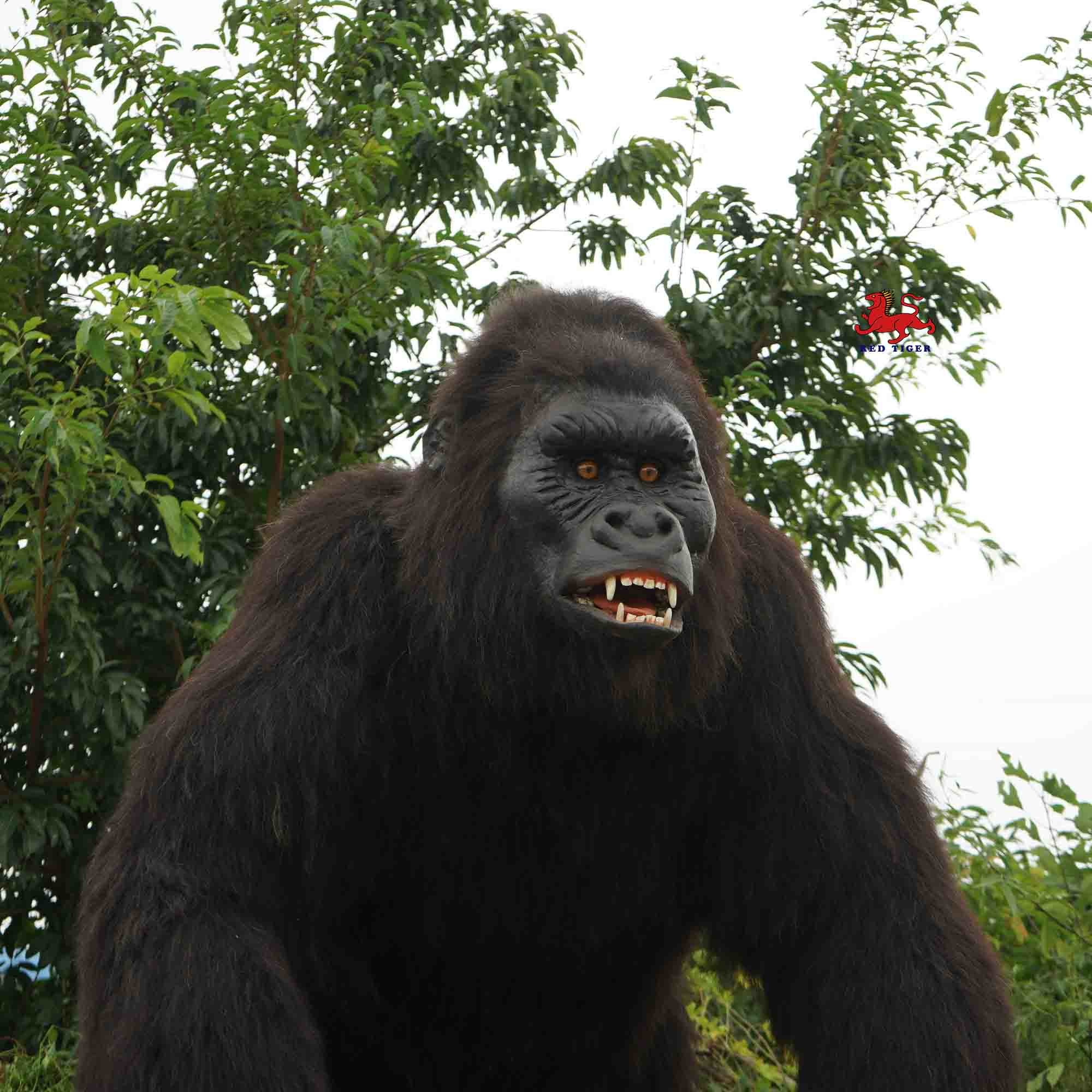 Outdoor Realistic Animatronic Animals Gorilla Model Natural Color