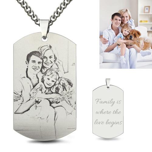 3gram 1.96in Personalized Picture Pendant Necklace Stainless Steel Photo