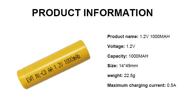 1000mah Nickel Cadmium Battery Pack 1.2v Nicd AA Battery 1200mAh 1300mAh