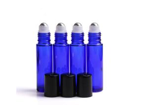 Quality Metal Ball Roll On Essential Oil Glass Bottles , Cobalt Blue Bottles For Essential Oils wholesale