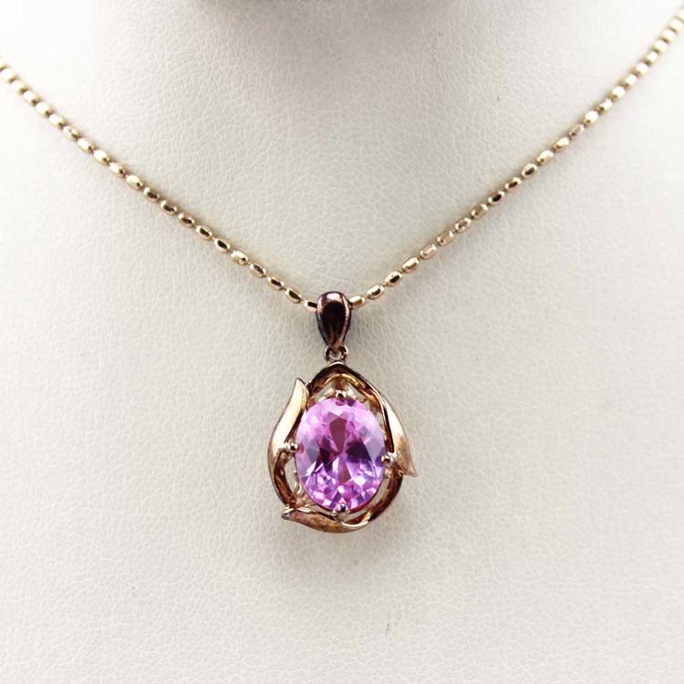 925 Silver Jewelry 9x11mm Oval Cubic Zircon Pendant Necklace (P08)