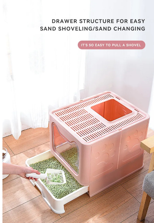 Automatic Cat Litter Box Two Way Door Enclosed Large Cat Litter Toilet