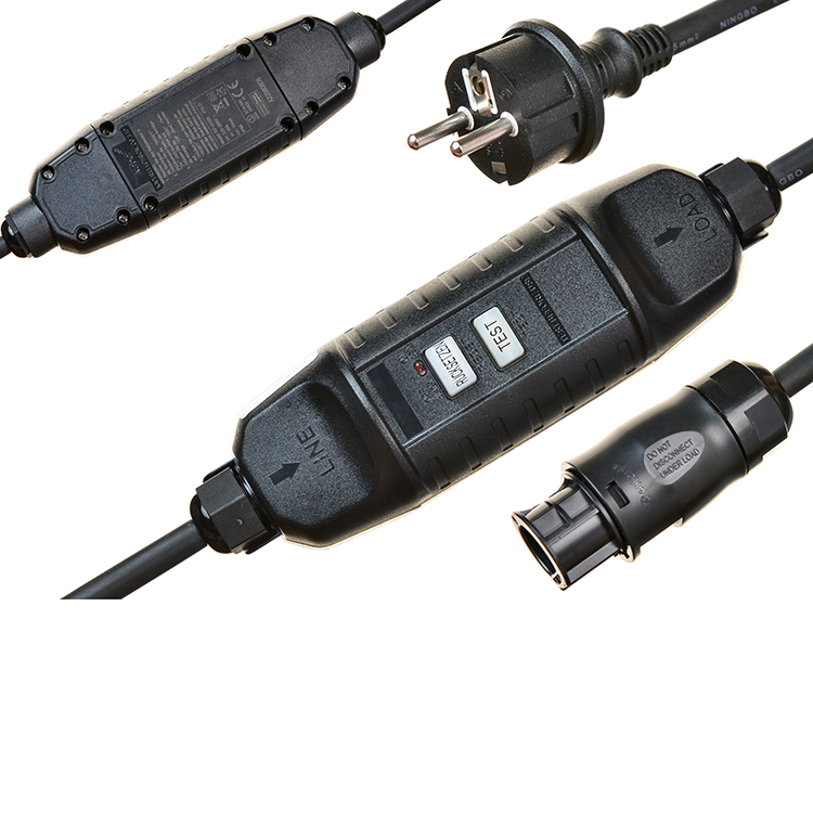 16A Straight Schuko H07RN-F Rubber Sheath Middle Swithed Leakage Protection and End With Betteri BC01 Connector Power Cord