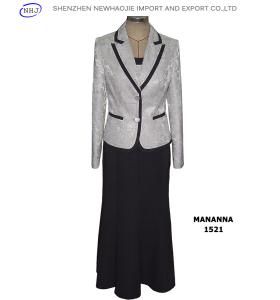 Quality ladies frock suit with Silver-grey jacket and black skirt wholesale