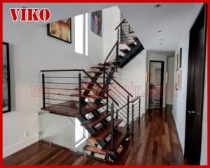 Quality Steel Cable Stair VK97SC Carbon Powder-coate Wooden Handrail Treed Beech Aluminum 304 Stainless Steel wholesale