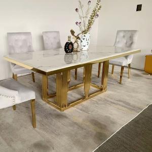 China New Stainless Steel Marble Apartment Rectangular Dining Table on sale