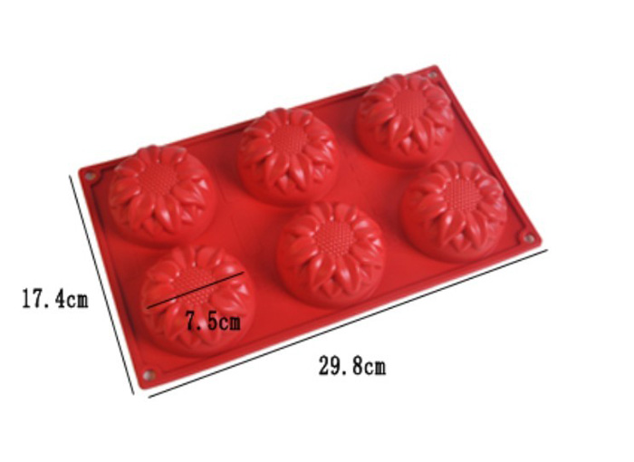 Silicone manufacturer Silicone baking tools 6 cups sunflower shaped silicone mold SB-012
