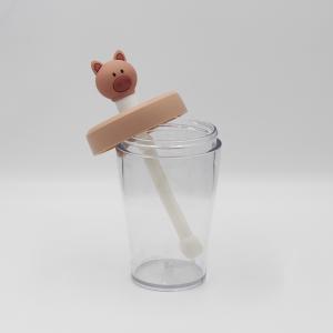 Quality OEM ODM 430ml Transparent Cartoon Water Bottle With Animal Stopper wholesale