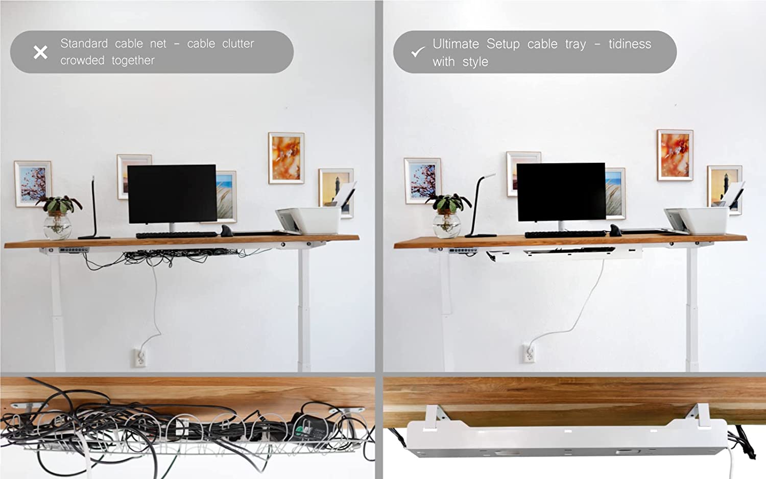 Organized Extension Block Storage Under Desk with 50*10*10cm Rectangle Cable Basket