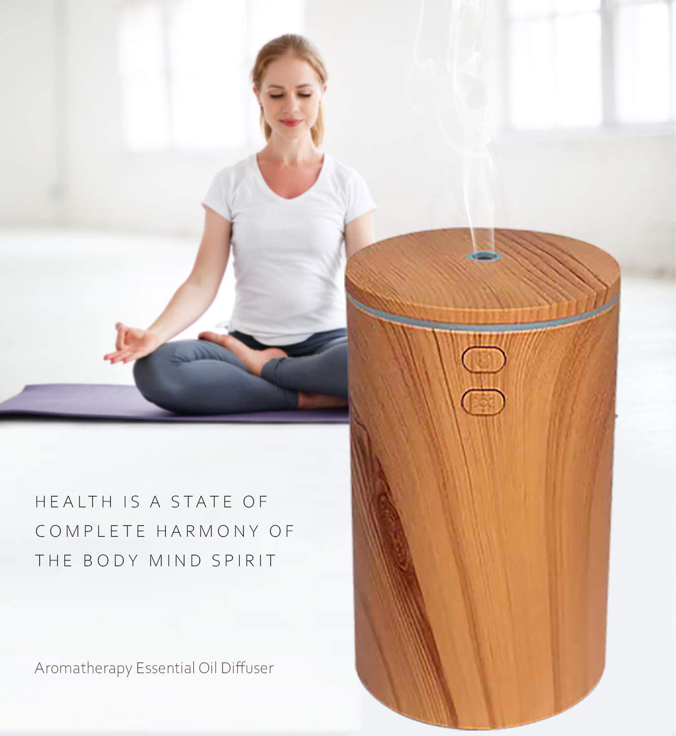 100ML Car Wood Grain Diffuser 7 Color Changing Essential Oil Diffuser Cool Mist Humidifier For Car