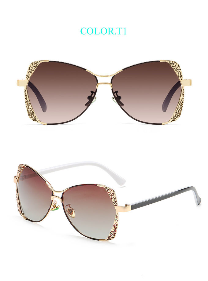 UV400 TAC Retro Metal Polarized Sunglasses 60MM Lens Frame Engraving