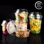 Round Salad Containers with Logo Printing 16oz (500ml) BPA-Free Leakproof 117mm
