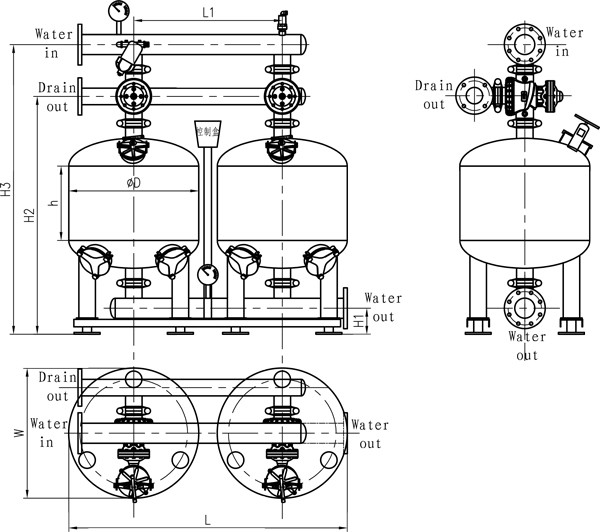 Industrial Automatic Sand Filter Wastewater Treatment / Cooling Water Recycle