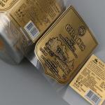 CMYK Semi Plastic 3D Beer Bottle Embossed Metallic Label Stickers