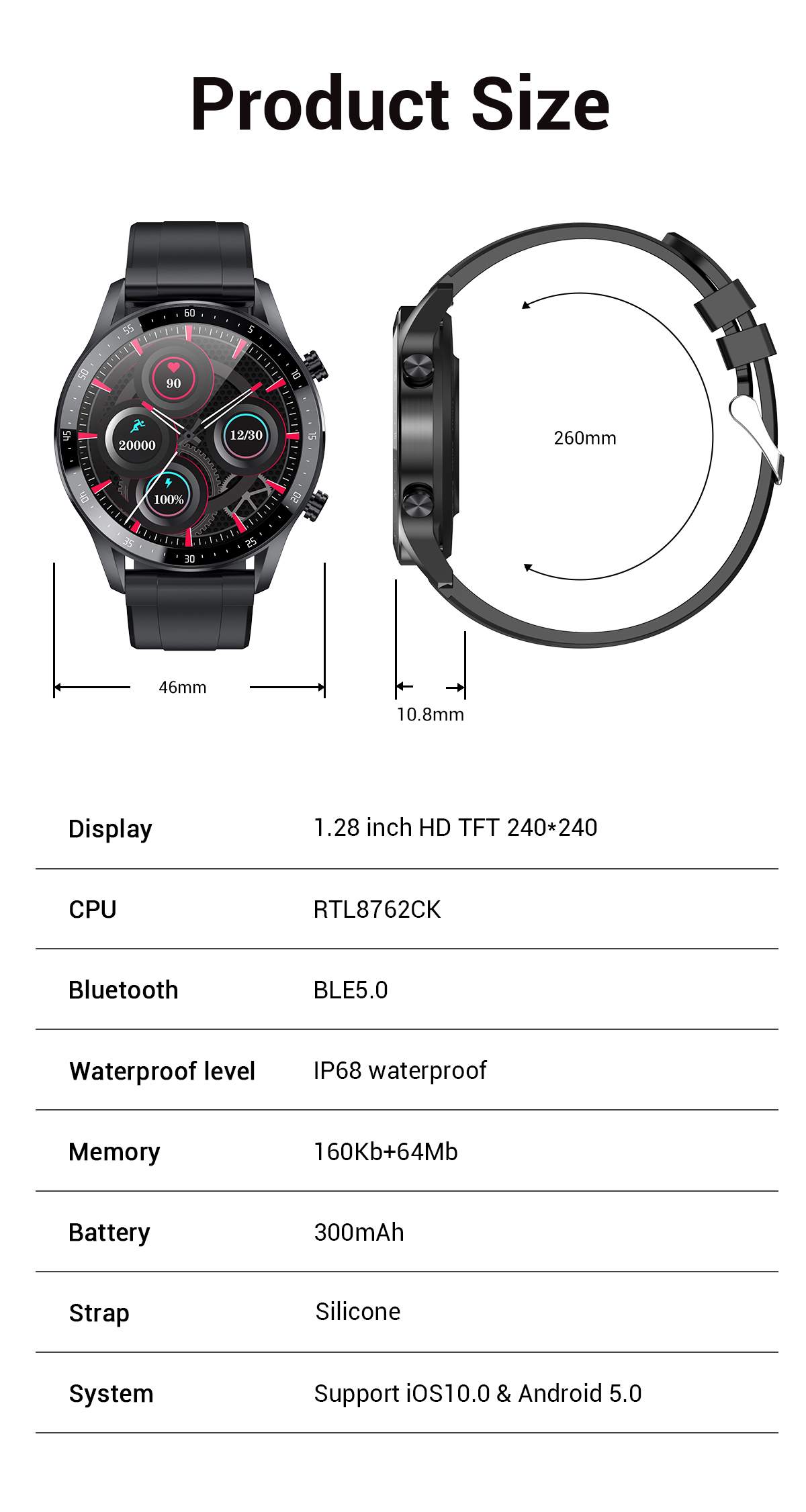 Multi Language Smart Watches Unisex Round Display 320x240 For Women