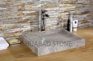 Quality White Marble Bathroom Vanity With Vessel Sink Elegant Sleek Save Floor Space wholesale