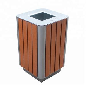Quality Metal Hardwood Street Outdoor Waste Bin With 450x450x750mm Size wholesale