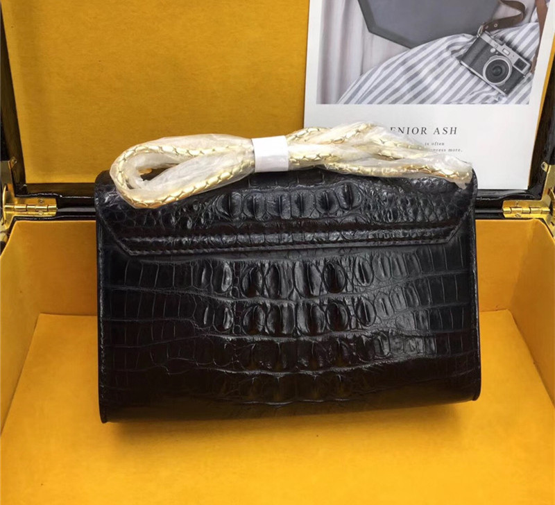 Exotic Crocodile Skin Women's Small Purse Genuine Alligator Leather Lady Flap Bag Chain Belt Female Cross Shoulder Bag
