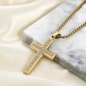 Quality Trendy Custom Stainless Steel Cross Necklaces Gold Plated For Women Men wholesale