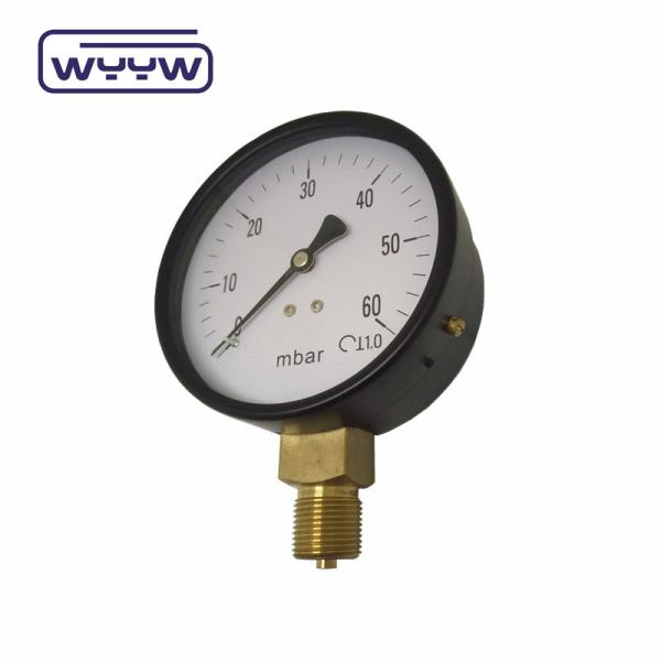 KPa low pressure gauge WYYW 4 inch 100mm black steel case bottom entry bellows