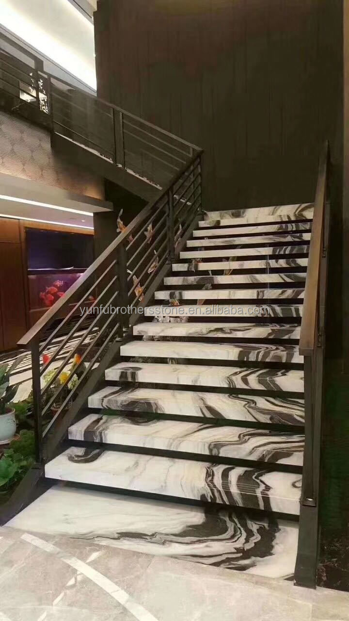 Indoor Natural Marble Spiral Stairs with Polished Cut-to-Size Treads and Modern Style