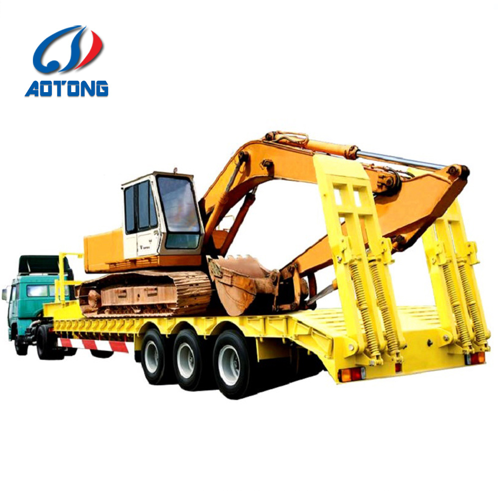Transport Heavy Equipment Conveniently with Aotong Mechanical Folding Low Bed Trailer