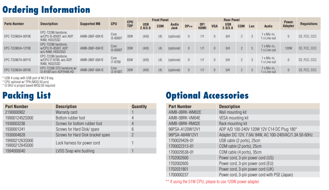Advantech Embedded PCs EPC-T2000 Series EPC-T22855A-00Y0E