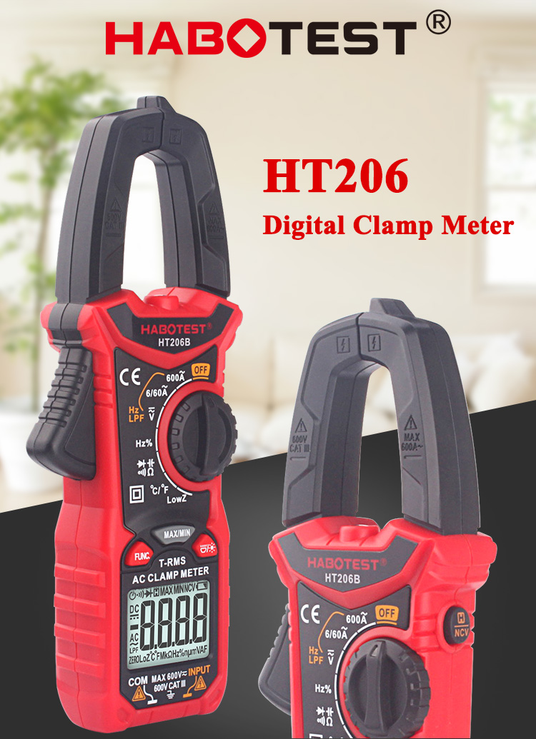 True RMS Auto Range HT206B 60V 60A Clamp Meter Tester