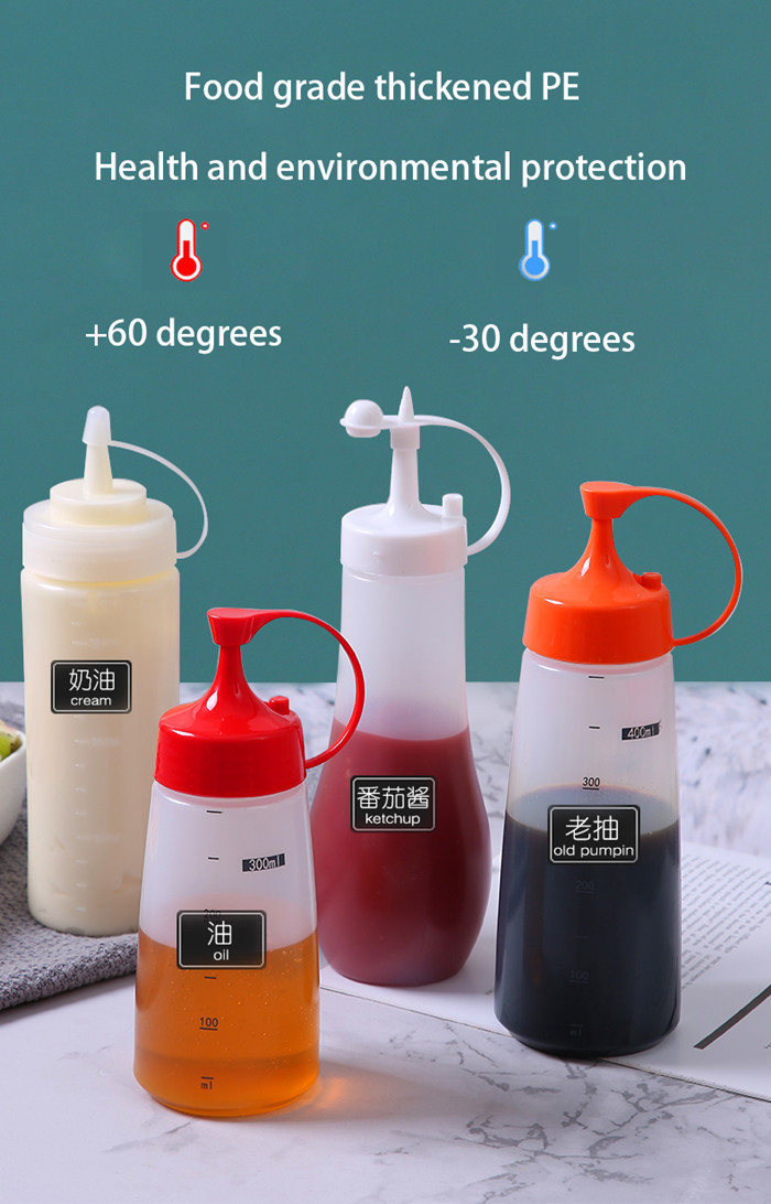 Food Grade LDPE Ketchup Mustard Dispenser 16 Oz Squeeze Bottle With Cap