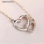 2.17g 18in White Gold Heart Pendant ODM Valentine Silver Heart Pendant Necklace
