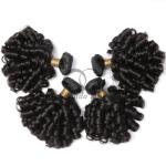 Natural Black Funmi Curly Remy Human Hair Bundles Sew In Weave Bundles Brazilian