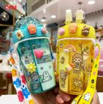 Double Straw Bottle Transparent Eco Friendly Double Layer Plastic Water Milk