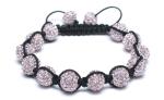 Adjustable Shamballa Bracelet, Pink Rhinestone Ball