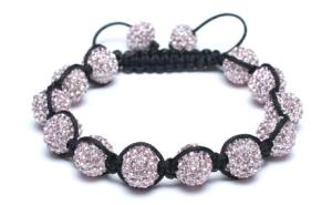 Quality Adjustable Shamballa Bracelet, Pink Rhinestone Ball wholesale