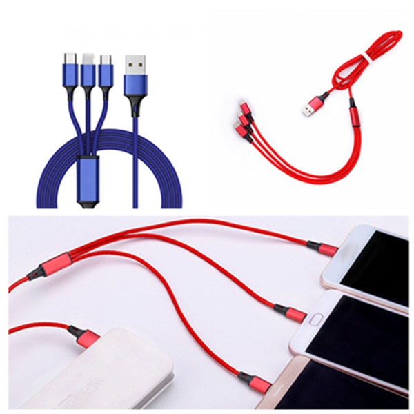 Red Standard Micro USB Data Cable Universal 3 in 1 USB Charging Cable