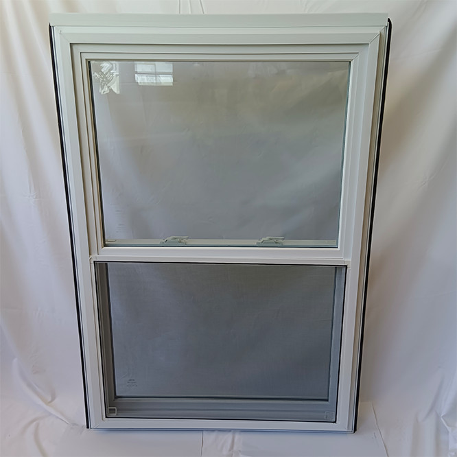 Vertical Sliding Glass UPVC Double Glazed Sash Windows Vinyl Anti Theft