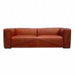 Red Genuine Leather 239cm 3 Seat Aviator Sofa Defaico Furniture