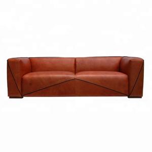 Quality Red Genuine Leather 239cm 3 Seat Aviator Sofa Defaico Furniture wholesale