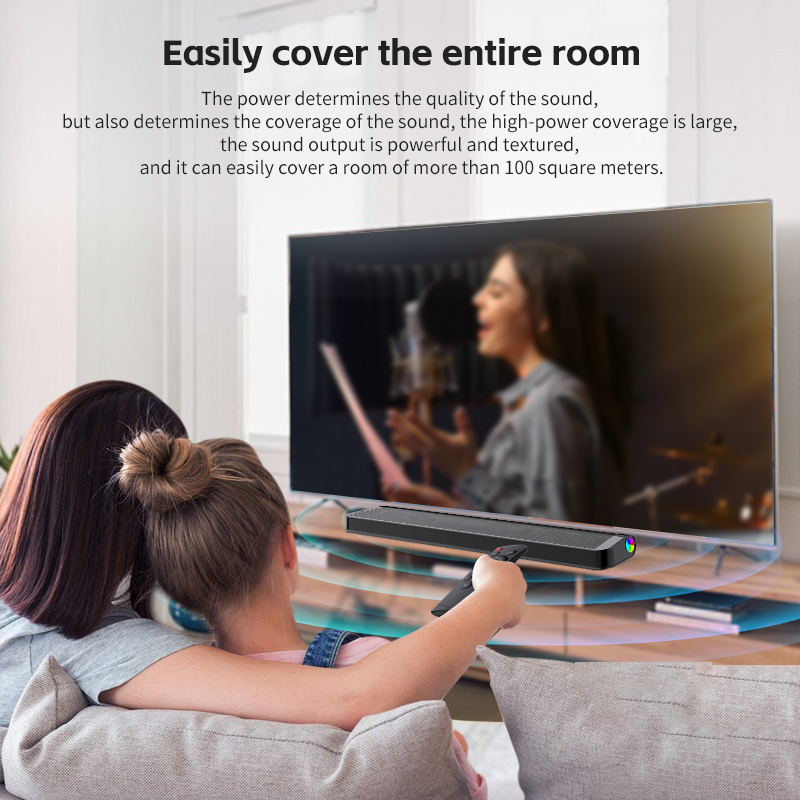 2500mAh 3.7V Battery Capacity TV Sound Bar with Subwoofer and RGB Wireless Bluetooth
