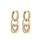 OEM Rainbow Heart Gold Pendant CZ Gold Plated Hoop Earrings