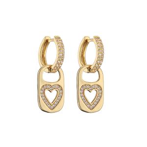 Quality OEM Rainbow Heart Gold Pendant CZ Gold Plated Hoop Earrings wholesale