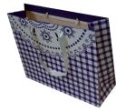Square Customized Paper Promotional Carrier Bag 230gsm matte coated ribbon