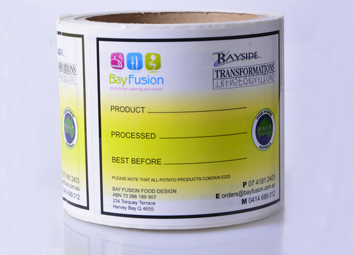 Printing custom waterproof food grade self adhesive paper labels