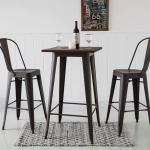 rustic round bar table 100cm high Industrial Pub Vintage Wood Metal